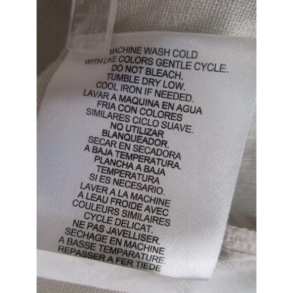 Ellen Tracy Womens Medium Linen Top Beige Tassel Zip Coastal Lagenlook Pockets - Picture 4 of 12